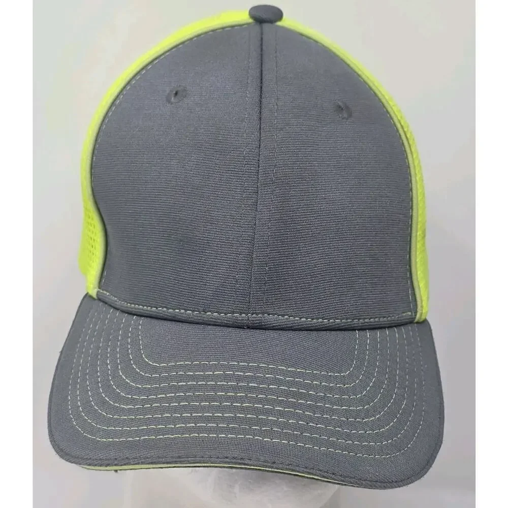 Wild Wear‎ Truck Stuff Neon Yellow Gray Stretch Baseball Hat Cap